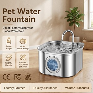 Fontaine à eau automatique pour animaux de compagnie en acier inoxydable en forme de bouteille de 3,2 L, pompe silencieuse, vente en gros, directement de l'usine - Product Image 1