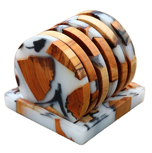 Posavasos de madera de resina epoxi, posavasos de madera ecológico redondo personalizado, producto de la mejor calidad - Product Image 3