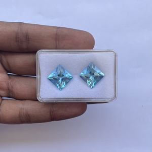 12มม. 14มม. 16มม. พลอยโทแพซสีฟ้าธรรมชาติตัดเหลี่ยมเพชรพลอยหลวมอัญมณีขายส่งการตั้งค่าหิน - Product Image 4