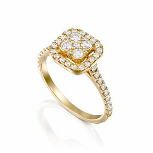 RITZIN Multi Cut Lab Created Diamond Halo Engagement Ring Classic Brilliant <b>Cluster</b> Bridal Ring in Rose Gold & White Gold - Product Image 4
