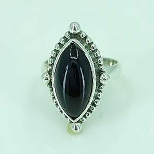 Navya Craft 925 Sterling Silver Women's Handmade <b>Statement</b> <b>Ring</b> Black Onyx Marquise Gemstone Boho Style Size 6.0 Gift Licensed - Product Image 3