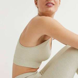 Soutien-gorge de sport sans couture à une épaule pour femme, respirant, col montant, sans manches, vêtements de yoga fitness, impression de logo personnalisée, grande taille - Product Image 2