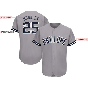 Uniformes de béisbol para hombres jóvenes hechos a medida Jersey de béisbol cosido con cuello en V de media manga de Color gris con nombre y número de equipo - Product Image 3