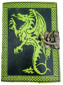 Diario de cuero Vintage para mujer, libro grande de dragón de sombras, cuaderno de bocetos, páginas antiguas, negro con verde, diario planificador clásico - Product Image 4