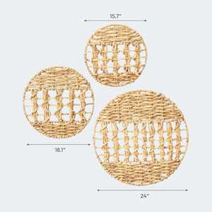 Jacinto de agua tejido abierto de gran tamaño para colgar en la pared de ratán y algas marinas hecho a mano de lujo bohemio para cocina y decoración del hogar - Product Image 6