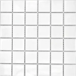 Azulejo de mosaico de porcelana brillante 2x2 blanco Acentos de pared de cocina para salpicaduras o piso-CAJA de 10 - Product Image 1