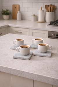 Ensemble de 4 sous-verres en marbre travertin naturel, sous-verres en pierre, décoration de table minimaliste moderne - Product Image 6