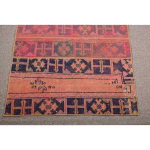 3,1x6,5 ft Vintage Rug, Turkish Accent Rug, <b>Red</b> Patchwork <b>Wool</b> Rug - Product Image 5