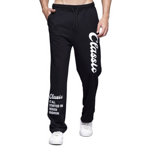 Pantalon de survêtement 100% coton personnalisé pantalon Street Wear Style taille moyenne pantalon de survêtement homme typographique imprimé Design décontracté jambes larges - Product Image 1