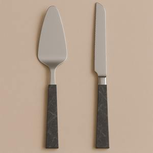 Shine Full metal espejado pulido pastel cuchillo y servidor Conjunto elegante de acero inoxidable postre dúo para bodas Celebración de lujo - Product Image 3