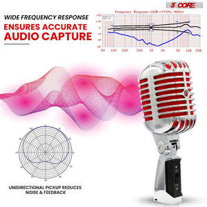 Micrófono Vintage de 5 Núcleos, Micrófono Dinámico Clásico Profesional XLR de Estudio, Estilo Retro, ROJO - Product Image 5