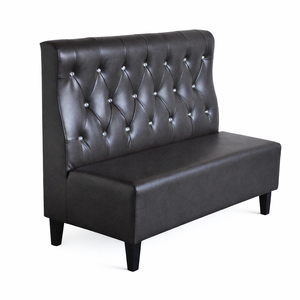 Asientos de Banqueta Clásicos Tapizados en Cuero PU Negro, Estilo Lounge Comercial, Muebles Tapizados para Restaurante, Bar, Cafetería - Product Image 3