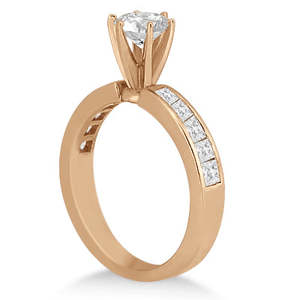 Anillo de Compromiso y Conjunto Nupcial de Diamantes Princess de 1.10ct en Oro Rosa de 18K - Product Image 1