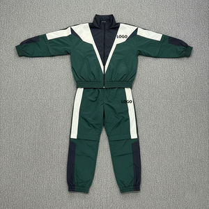 Trajes deportivos cortavientos para hombre con estampado de logotipo personalizado Conjunto de 2 piezas Chaqueta y pantalones de chándal Conjunto de chándal cortavientos de retazos de nailon - Product Image 4