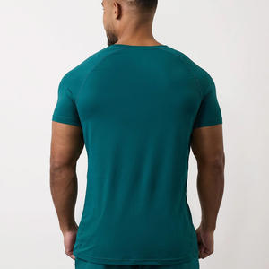 Venta al por mayor de los hombres de pino profundo de entrenamiento camiseta del músculo Fitness gimnasio desgaste de secado rápido transpirable OEM diseño personalizado Logo camiseta para hombres - Product Image 3