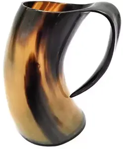 แก้วเขาควายขัดเงากันรั่วสำหรับอาหารปลอดภัยตกแต่งเสร็จแตรวัว tankard เอกลักษณ์ - Product Image 1