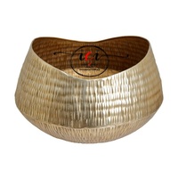Pot Tanaman Aluminium Lapis Emas Ukuran Kustom Terlaris, Bertekstur Embos, Dekorasi Rumah Taman Pernikahan, Logo Kustom