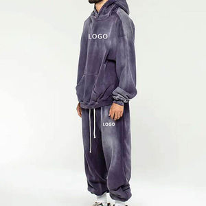 ชุดวอร์มผู้ชายผ้าฝ้าย 100% ล้างสีแบบ Acid Wash ระบายอากาศได้ดี แห้งเร็ว สวมใส่สบาย รับสกรีนโลโก้ สไตล์สตรีทแวร์ เป็นมิตรกับสิ่งแวดล้อม เหมาะสำหรับฤดูหนาว - Product Image 2