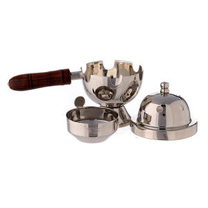 Precio al por mayor decoración electrochapa aleación latón incienso palo soporte quemador con mango de madera Iglesia incienso quemador - Product Image 6