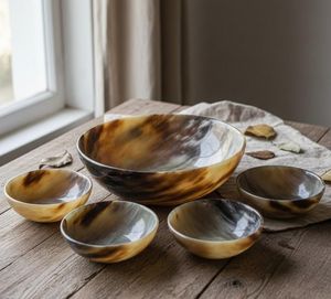 Cuenco de Cuerno de Búfalo Natural Tallado a Mano, Accesorio de Servicio de Lujo para Mesa de Comedor Moderna, Decoración del Hogar, Estilo Minimalista - Product Image 2