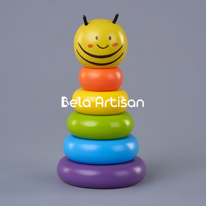 Compra a granel de material de madera de anillos apilables de arcoíris educativos naturales - Product Image 4