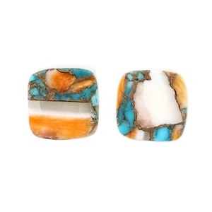 Haute qualité 12mm naturel lisse Double coussin plat forme huître épineuse cuivre Turquoise pierres précieuses en vrac pour la fabrication de bijoux - Product Image 1