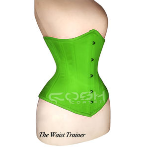 Corset classique en coton rouge à armatures en acier avec fermeture à l'avant |   Disponible en autres couleurs également - Product Image 5