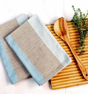 Serviette de cuisine en coton décorative, blanche, à motifs bleus, disponible à prix de gros - Product Image 5