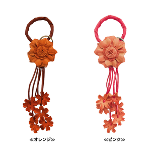 Leather <b>Bag</b> Hanger <b>Charm</b> With Flower Design 23cm Length Natural Style Genuine Leather <b>Bag</b> Accessories - Product Image 4