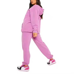 Conjunto de chándal 2025 liso ajustado, chándal de lana de algodón 100%, jersey con estampado personalizado, chándal deportivo para mujer - Product Image 2