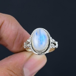 Anillo de plata estilo bohemio hecho a mano, joyería de plata de ley 925, piedra lunar, piedras preciosas, anillo de tendencia, joyería para mujer, regalo para ella - Product Image 3