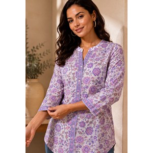 Haut de loisirs Mehfil-e-Ishq Nargis pour femme, manches courtes, violet - Product Image 4