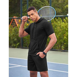 Custom Logo Two Piece <b>Set</b> for <b>Men</b> <b>Short</b> Sleeve <b>Top</b> with <b>Shorts</b> Stylish Fitness <b>Set</b> for Summer Workouts or Daily Use - Product Image 2