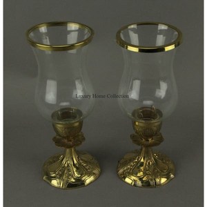 Bougeoir d'art créatif en fer en métal de conception de feuille de fantaisie et support votif en verre de forme ronde fait à la main de concepteur de fantaisie - Product Image 6