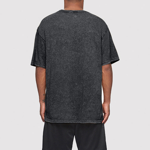 Streetwear à la mode T-shirt lavé à l'acide pour hommes en détresse Boxy T-shirts surdimensionnés Style Vintage T-shirt en coton à coupe ample de luxe - Product Image 2