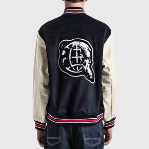 OEM personalizado de cuero de la manga de la cadena Chenille bordado Bomber Jacket Vintage Letter Man Varsity Jacket para los hombres - Product Image 4