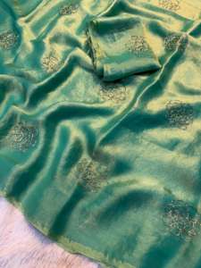 Hermoso Sari de Seda Espacial de Diseñador con Trabajo a Mano para Mujer, para Bodas y Fiestas, Hecho en India, en Existencia - Product Image 4