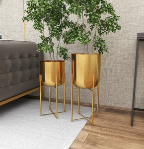 Fournitures de gros Jardinière de fleurs finie argentée Pot de fleurs en métal fait à la main en usine Grande jardinière à fleurs personnalisée - Product Image 5