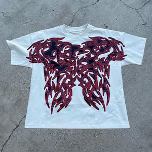 T-shirt graphique bleu, design oversize, streetwear, tee-shirt en coton, haut décontracté, mode - Product Image 3