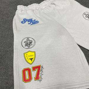 Pantalones Cortos Deportivos para Hombre, Estilo Vintage, Mezcla de Algodón Lavado, Corte Holgado, Logotipo Personalizado Impreso en la Parte Delantera, Cintura Elástica, Estilo Urbano, Talla 6XL - Product Image 3