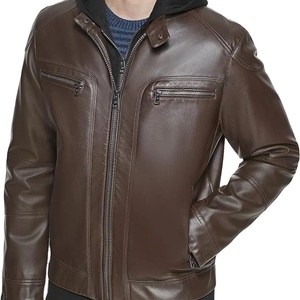 Hot Selling Men's Classic Leather <b>Jacket</b> with Removable Hood and Stand Collar OEM Canvas <b>Jacket</b> with Bib <b>jacket</b> for men - Product Image 1