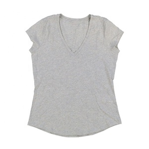 Camiseta de manga corta con cuello redondo para mujer, ropa informal 100% de algodón/poliéster, de alta calidad, con logotipo personalizado bordado - Product Image 4