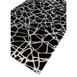 Tapis rectangulaire abstrait gris et noir en laine et viscose, tufté à la main, 10 mm, fait main pour chambre et couloir - Taq-4024 - Product Image 2