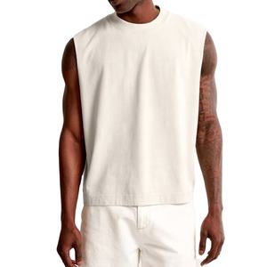 Camiseta sin mangas de algodón para hombre, personalizada OEM, de alta calidad, anti-bolitas, con estampado digital, estilo urbano, para fitness y gimnasio, tallas grandes - Product Image 1