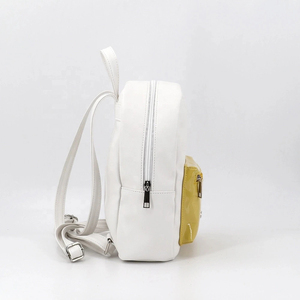 Minimalist White Microfiber <b>Backpack</b> with Front Zip Pocket Lightweight Softback Design Unisex Daily Use Shoulder <b>Straps</b> Handle - Product Image 4