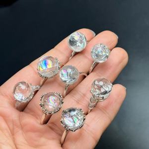 Bague en quartz clair arc-en-ciel naturel, argent sterling 925, pierre précieuse irisée, bijoux fins réglables pour mariage, fiançailles, femmes - Product Image 5