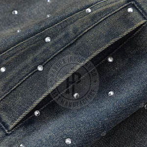Veste en jean avec strass pour hommes Design de mode Vêtements d'extérieur décontractés brillants Veste en jean avec strass d'approvisionnement d'usine - Product Image 6