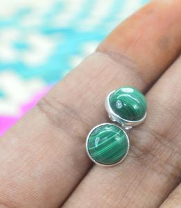 Boucles d'oreilles classiques en argent massif 925 pour femmes, bijoux en argent sterling 925, pierre précieuse malachite, style bohème, boucles d'oreilles faites à la main - Product Image 1