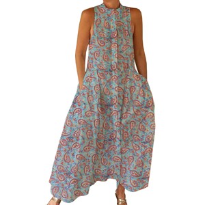 Combinaison décontractée d'été 100% coton, imprimé floral à la main, tissage doux avec fermeture éclair pour le printemps/été, adultes BPJS080 - Product Image 1