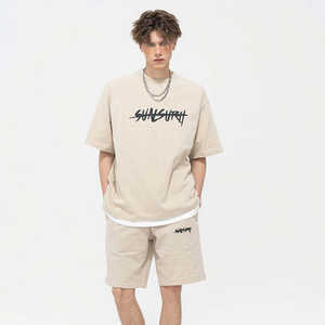 เสื้อยืดฮิปฮอป100% ผ้าฝ้ายออร์แกนิกรุ่นเฮฟวีเวต230กรัมระบายอากาศได้ดีดีไซน์ไหล่ตกแบบตามสั่ง - Product Image 5